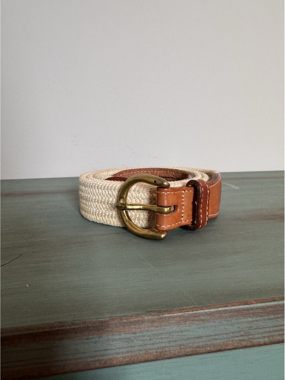 Vintage Preppy Lands End Beige Woven Belt